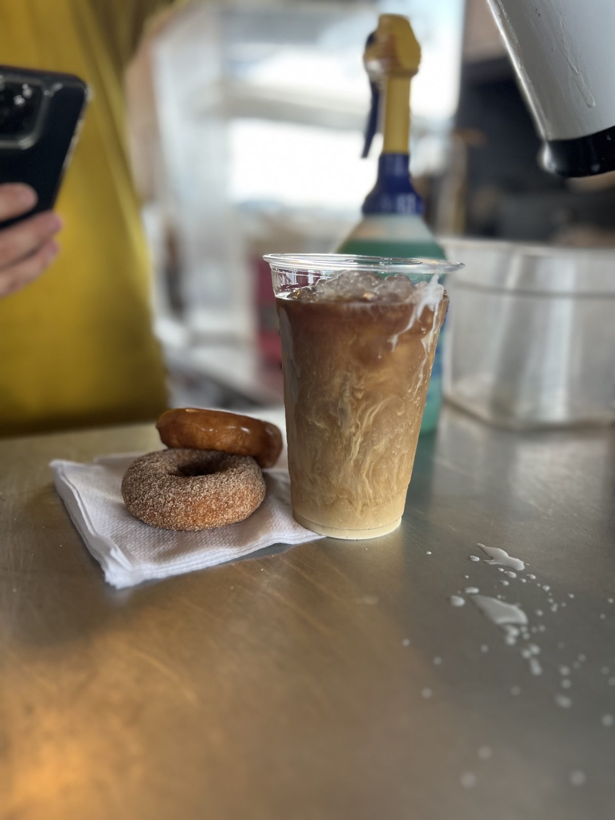 Donuts with an iced coffee