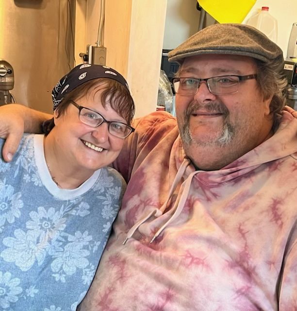 Hoss with a market visitor